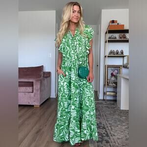Anthro Maeve Cassandra Green Dress